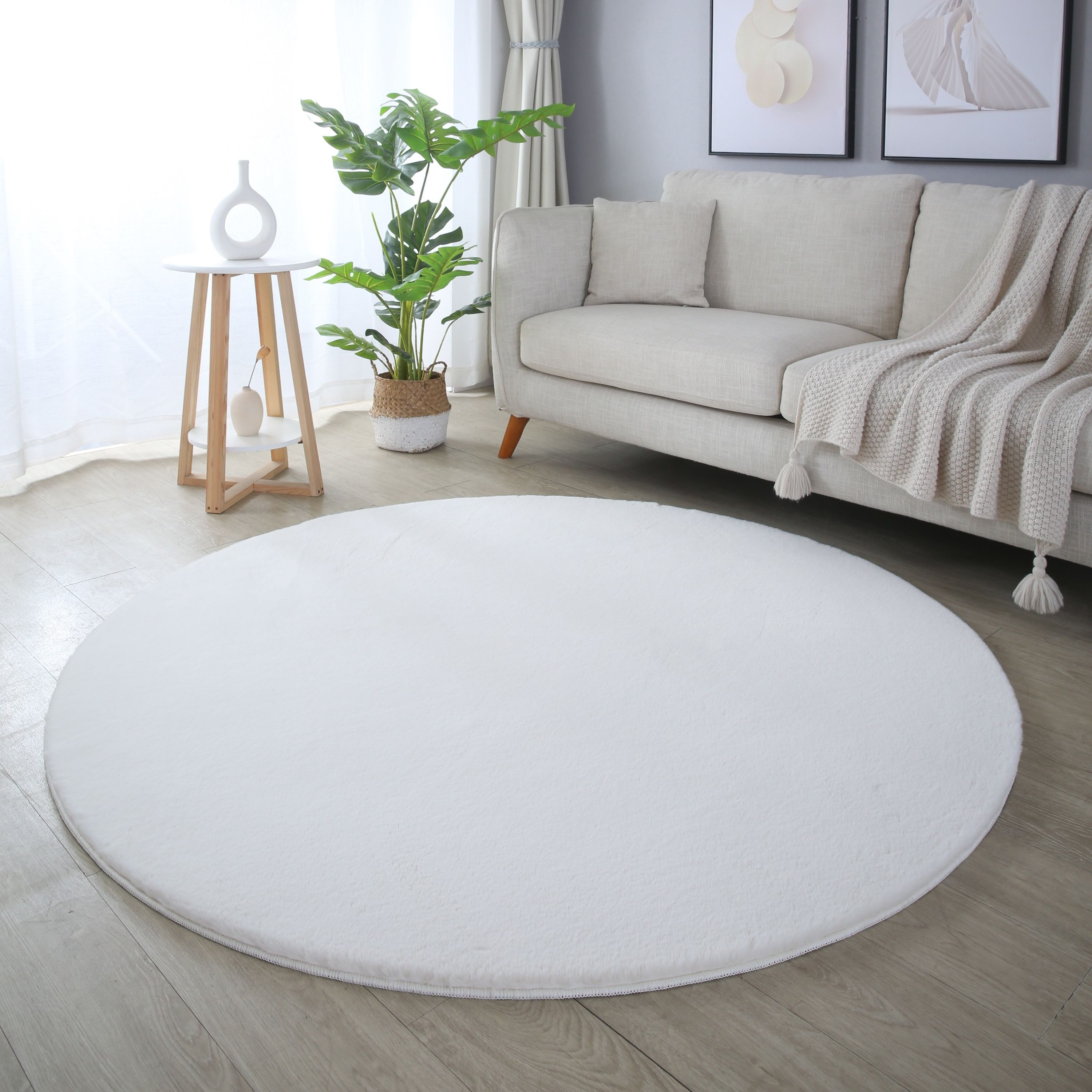 Carpettex Hochflor-Teppich Unicolor - Einfarbig, Rund, günstig online kaufen