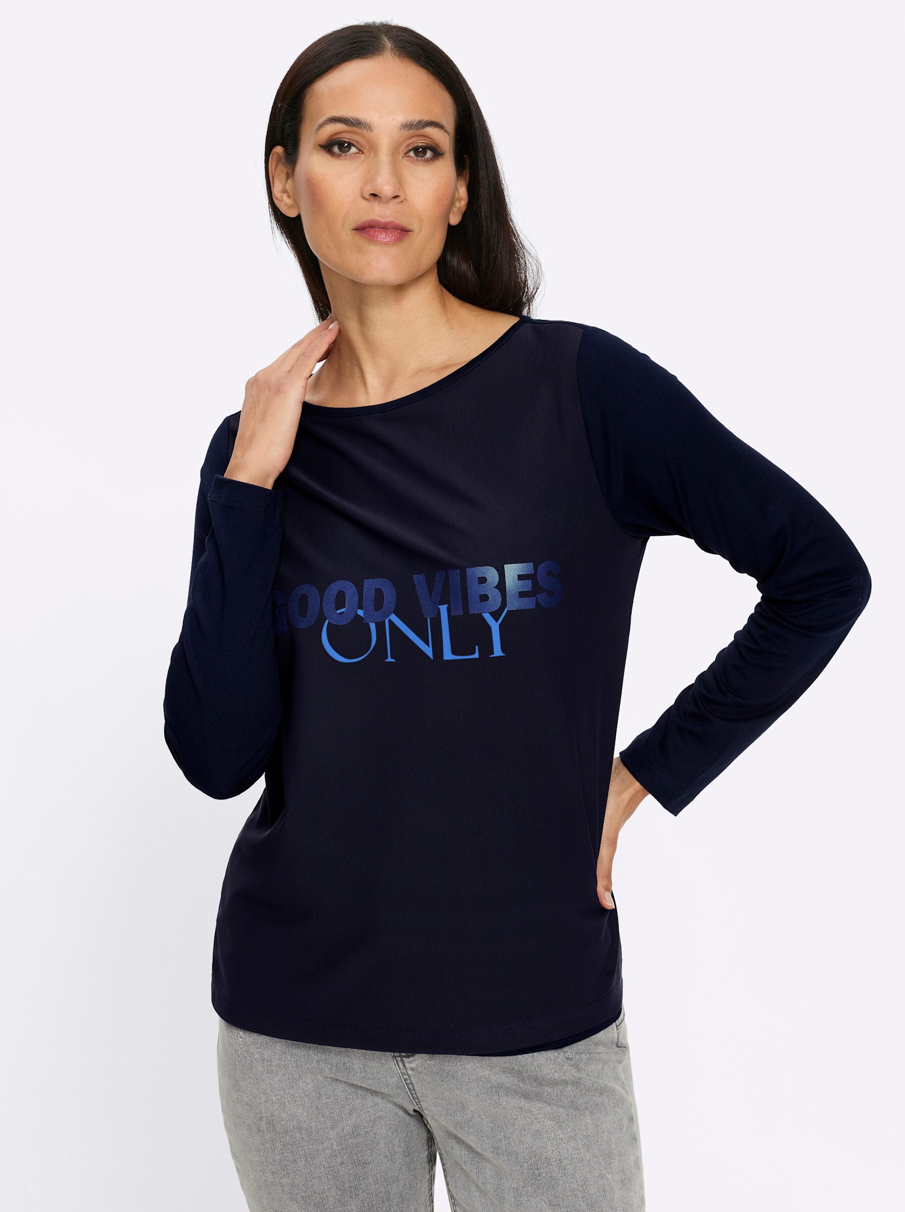 heine T-Shirt Mesh-Shirt Langarm