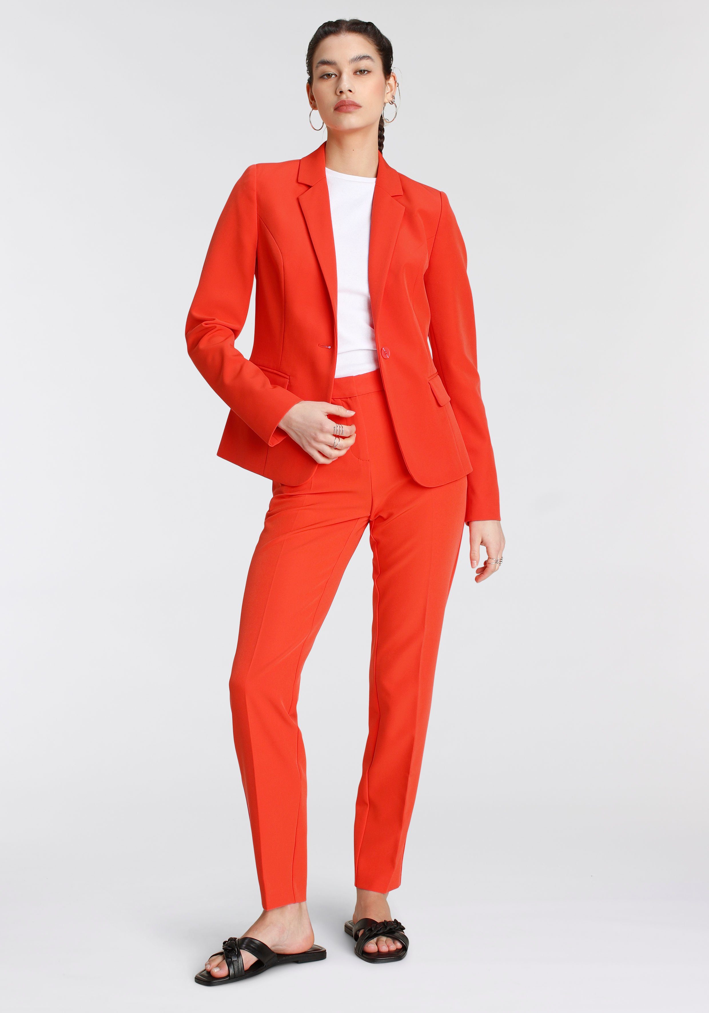 Tamaris Anzughose Trendfarben aus orange (Hose in Material) nachhaltigem