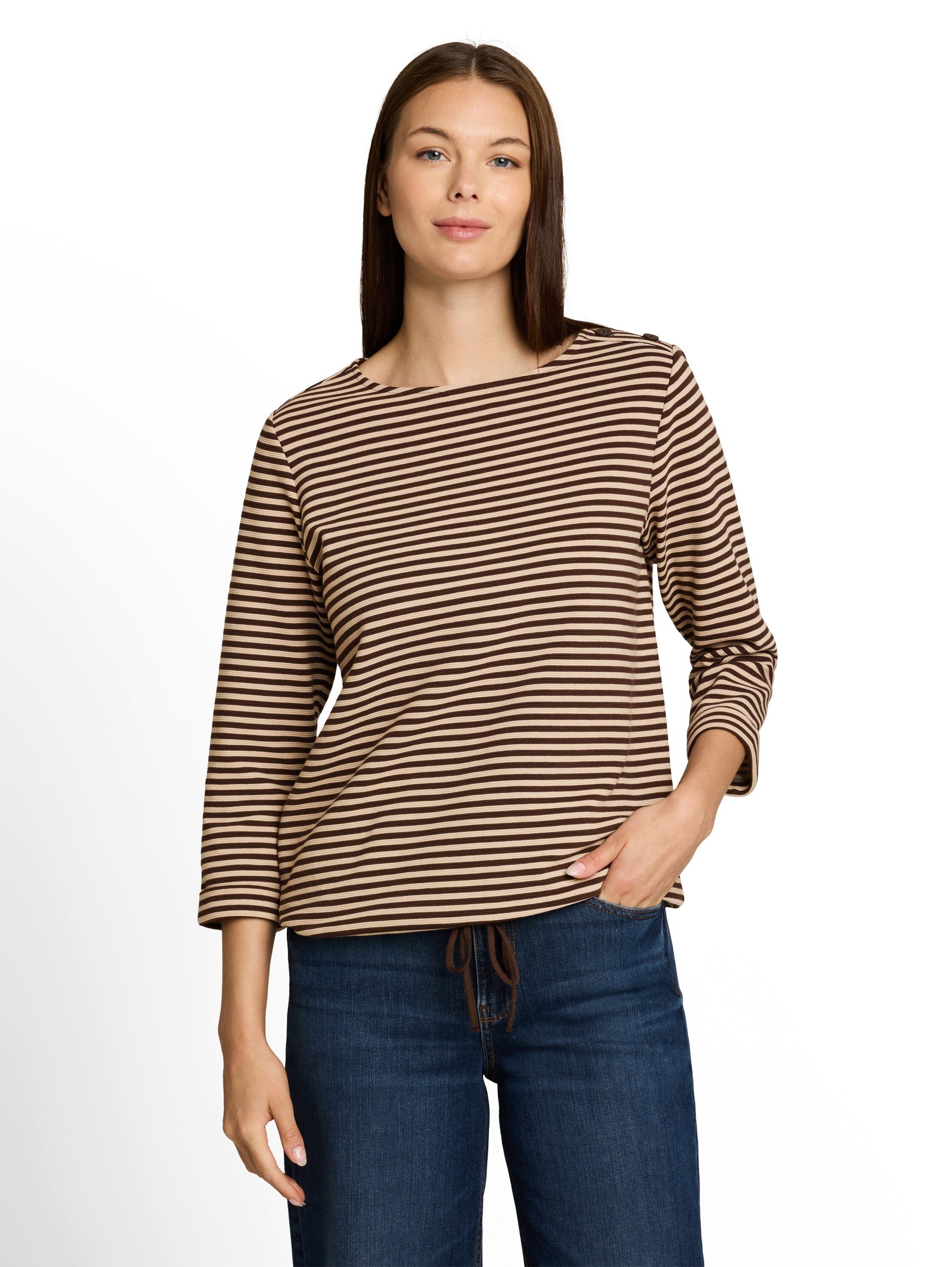 TOM TAILOR Langarmshirt Loose mit Knöpfen an der Schulter