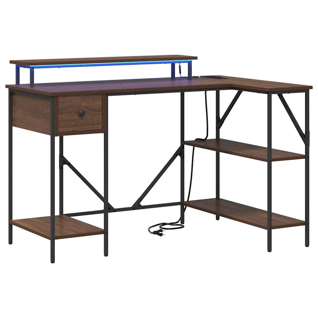 vidaXL Schreibtisch Schreibtisch mit Regal Braun Eichen-Optik 120 x 79 x 86,5 cm (1-St)