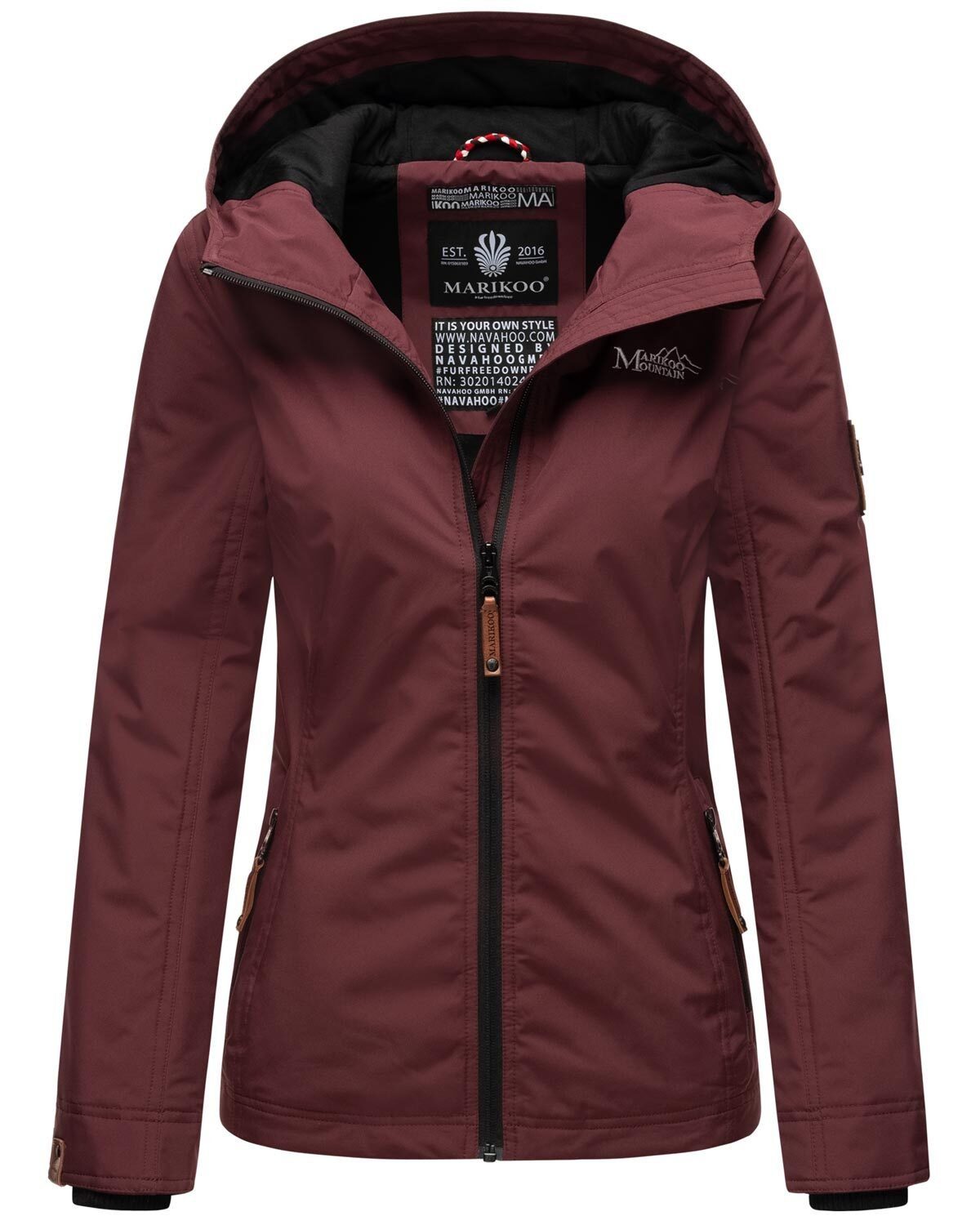 Marikoo Outdoorjacke Brombeere sportliche Übergangsjacke mit Kapuze