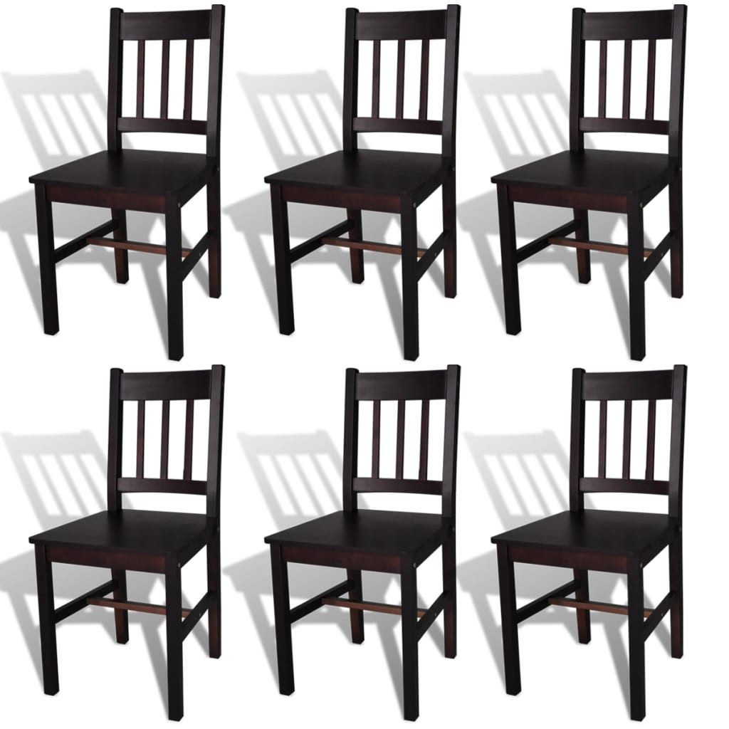 furnicato Esszimmerstuhl 6er Set Esszimmerstühle 41,5x45,5x86 cm Dunkelbraun Massivholz (6 St)