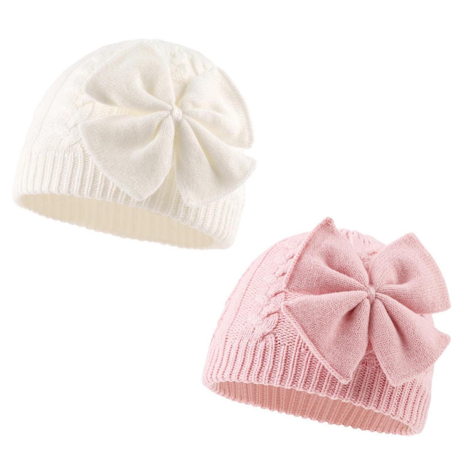 LuxusKollektion Strickmütze Baby Mütze Mädchen Strick Warm mit Schleife 2-6 Jahre Rosa (1-St)