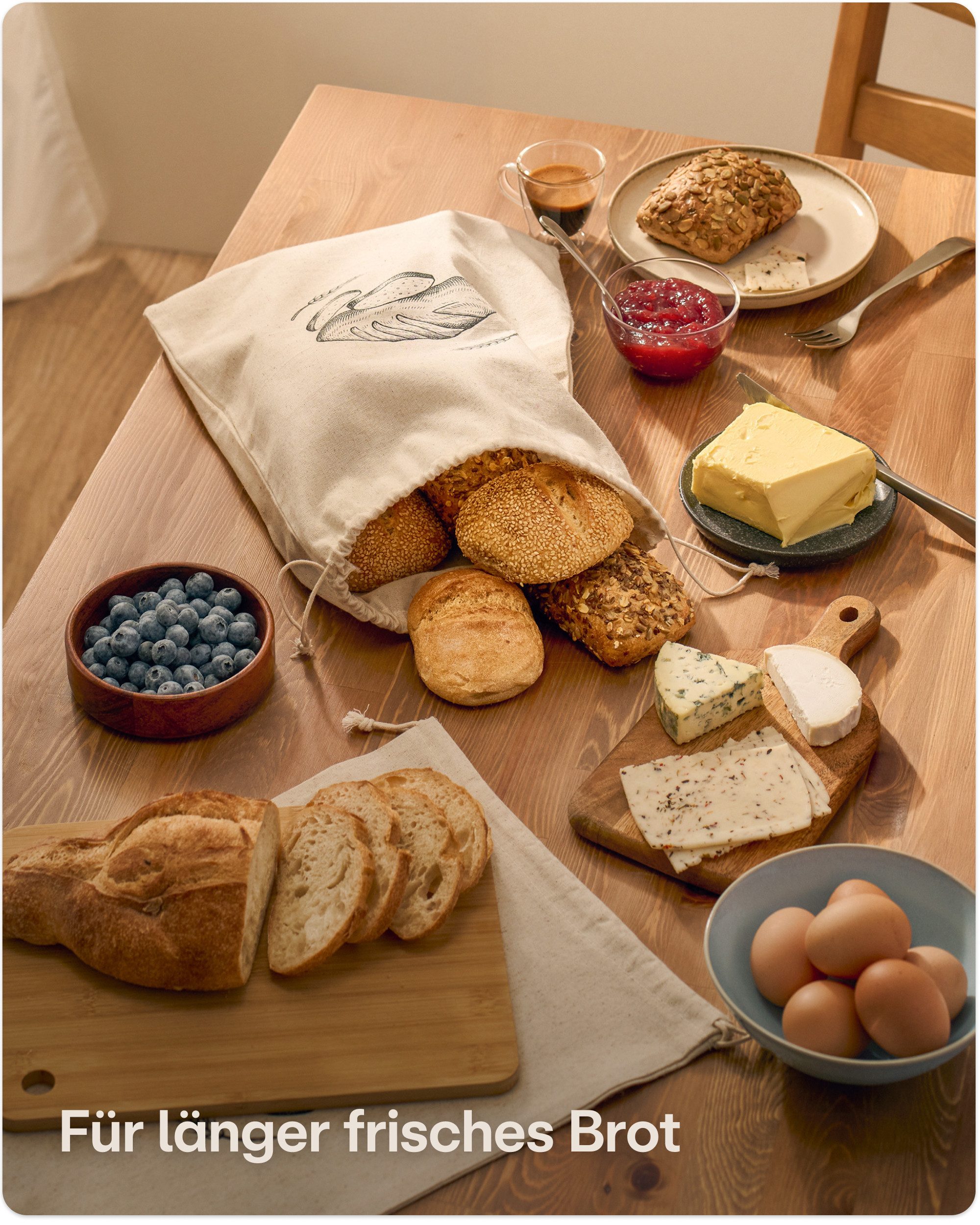 Praknu Brottasche 2x Leinen Brotbeutel 30x40cm – Großer Brotsack aus Dickem Stoff, Leinen, (2er Set, 2 x Brotbeutel Leinen 30x40cm), Extra Dicker Stoff & Wiederverwendbar – Brottaschen für Gebäck