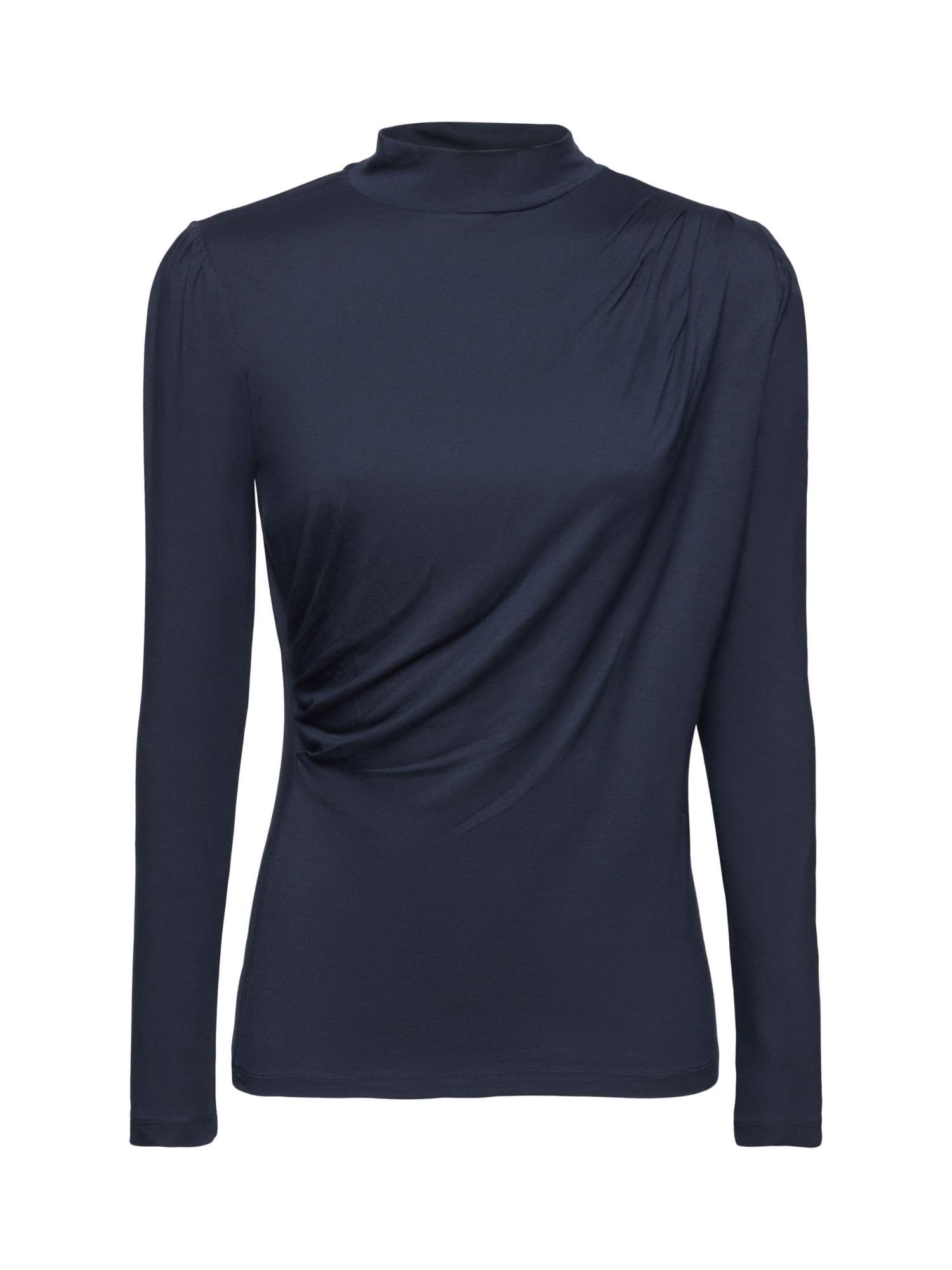 Esprit Langarmshirt Longsleeve mit Puffärmeln (1-tlg) NAVY