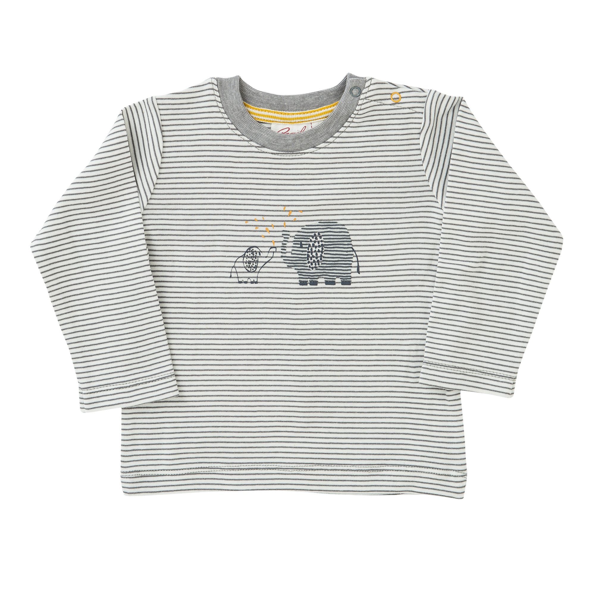 People Wear Organic Langarmshirt "Elefant", weiß geringelt/bedruckt, 100% Baumwolle (bio) Bio Baumwolle