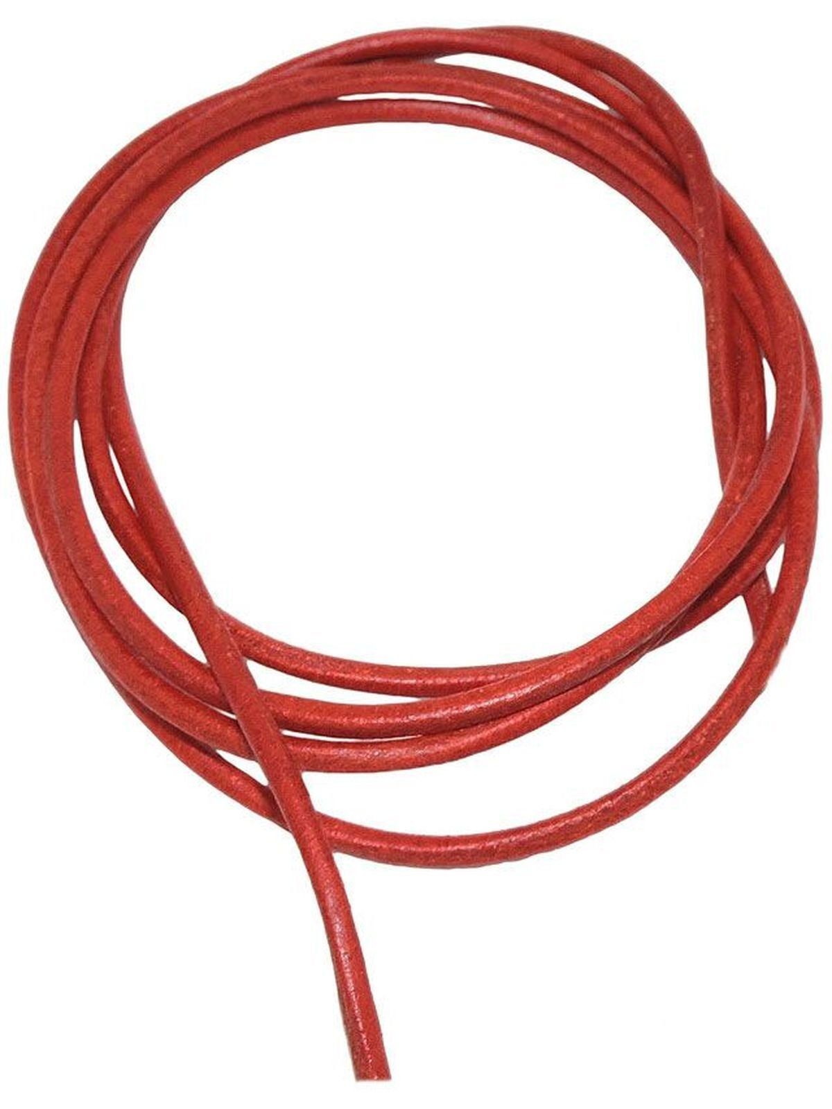 1m (1-tlg) Gallay ca. 2mm rot Rundschnur Anhänger Kette Rindleder gefärbt ohne