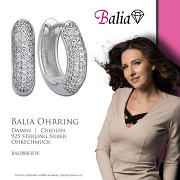 Balia Paar Creolen Balia Creolen für Damen aus poliertem (Creolen), Damen Creolen 5-reihig Zirkonia 925 Sterling Silber, Farbe weiß,silber