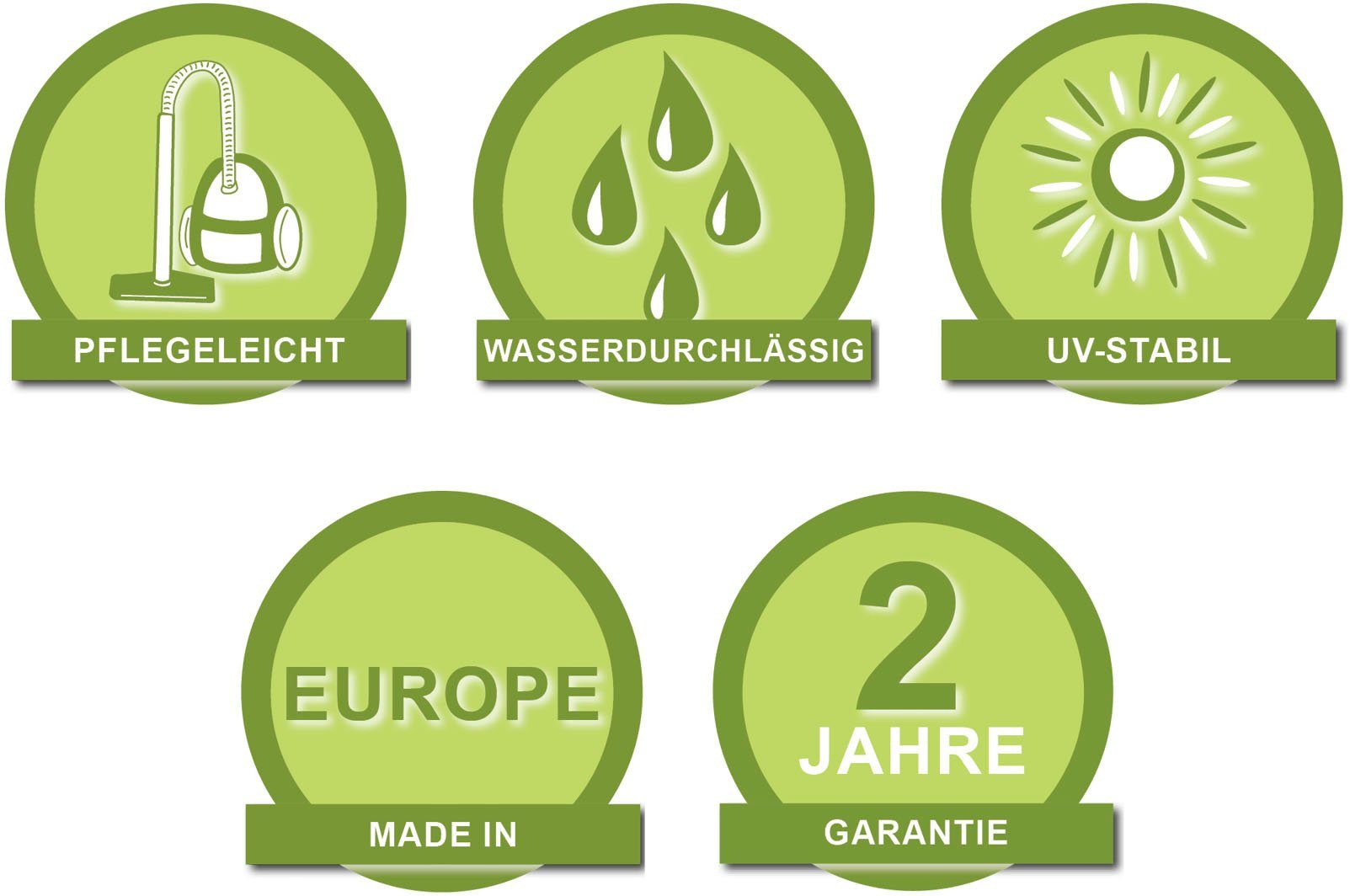 strapazierfähig, & Nadelfilz, mit UV-beständig wasserfest 6 Dijon, Noppen, Andiamo, aus rechteckig, Höhe: Kunstrasen mm, grün