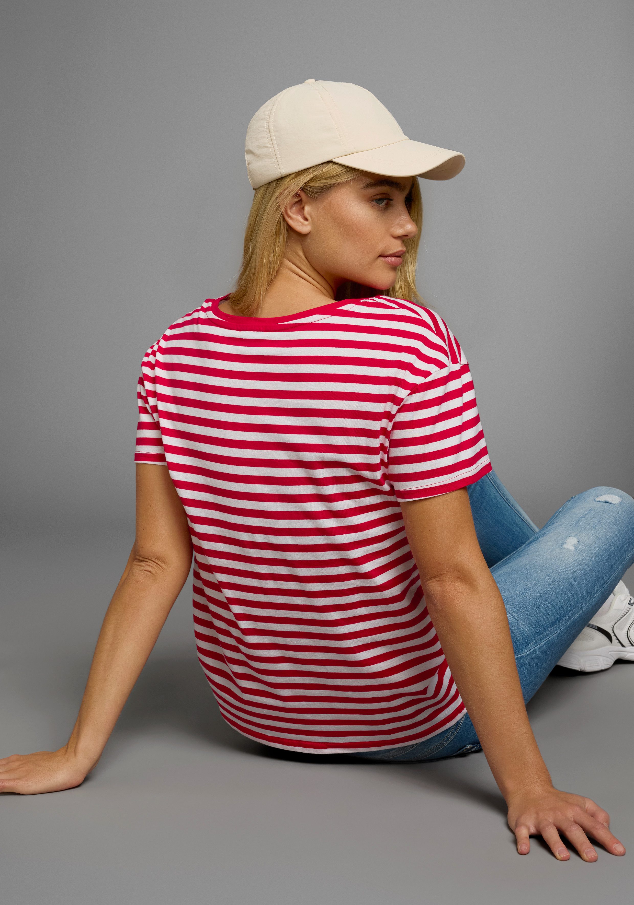 AJC T-Shirt Kurzarm, taillierter Schnitt, gestreift, Rundhalsausschnitt