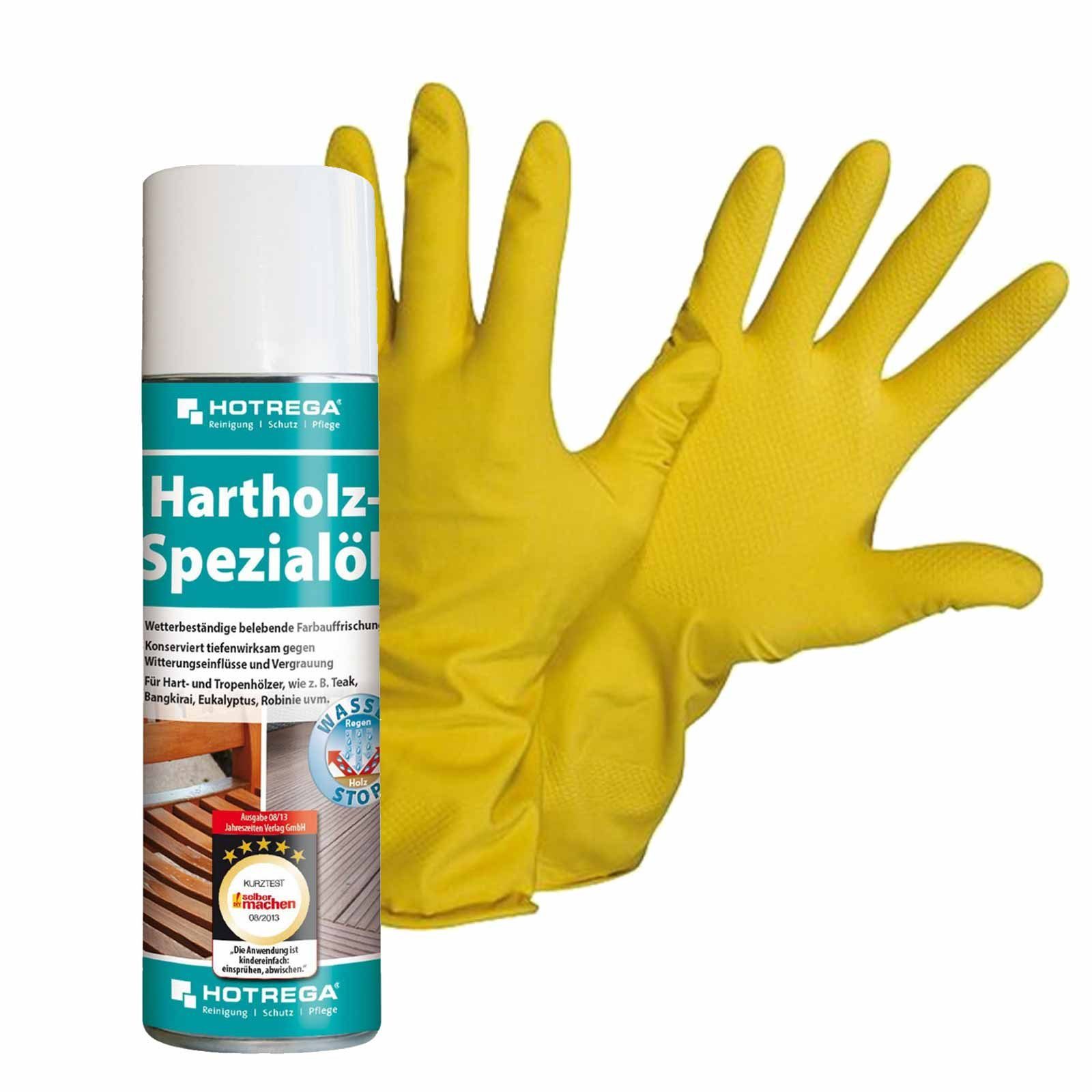 Gr. + HOTREGA® Pflegeset SET Spezialöl 300 Handschuhe ml Hartholz NITRAS 10
