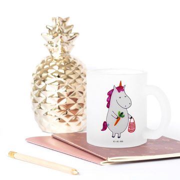 Mr. & Mrs. Panda Teeglas Einhorn Vegan - Transparent - Geschenk, Rohkost, Teetasse aus Glas, T, Premium Glas, Liebevolle Gestaltung