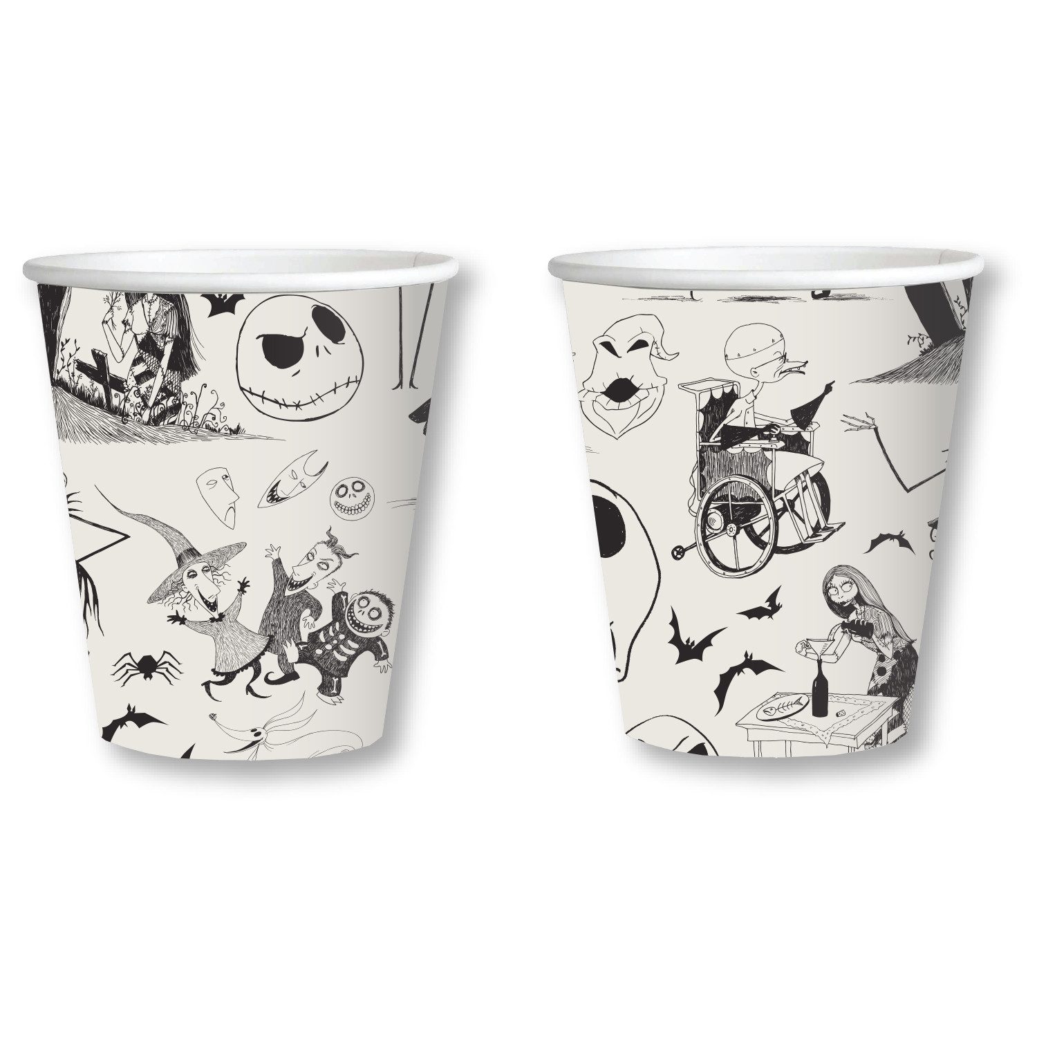 Dekoobjekt 8 Pappbecher 'Nightmare Before Christmas', 250 ml
