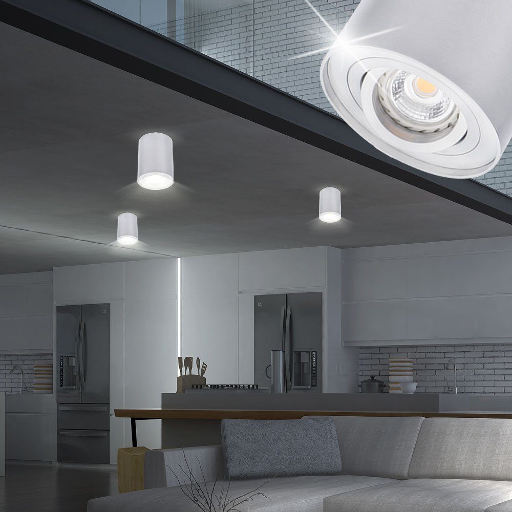Supergünstiger Sale 2024 jetzt online! Kanlux LED Decken Form Einbaustrahler, inklusive, Esszimmer Küchen Sockel Zylinder GU10 Leuchtmittel nicht Lampe silber