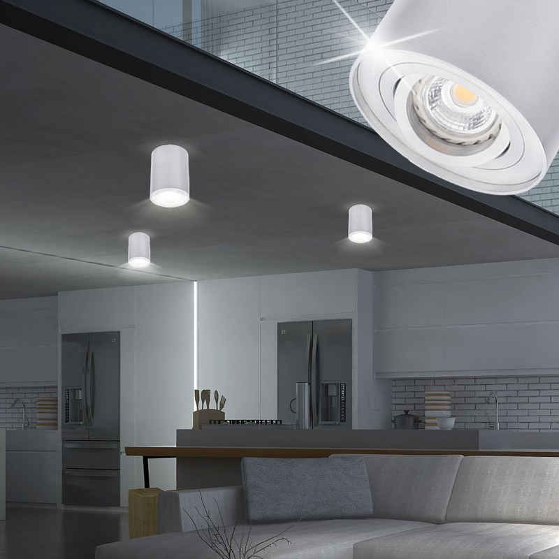 Kanlux LED Einbaustrahler, Leuchtmittel nicht inklusive, Decken Lampe Zylinder Form silber GU10 Sockel Esszimmer Küchen