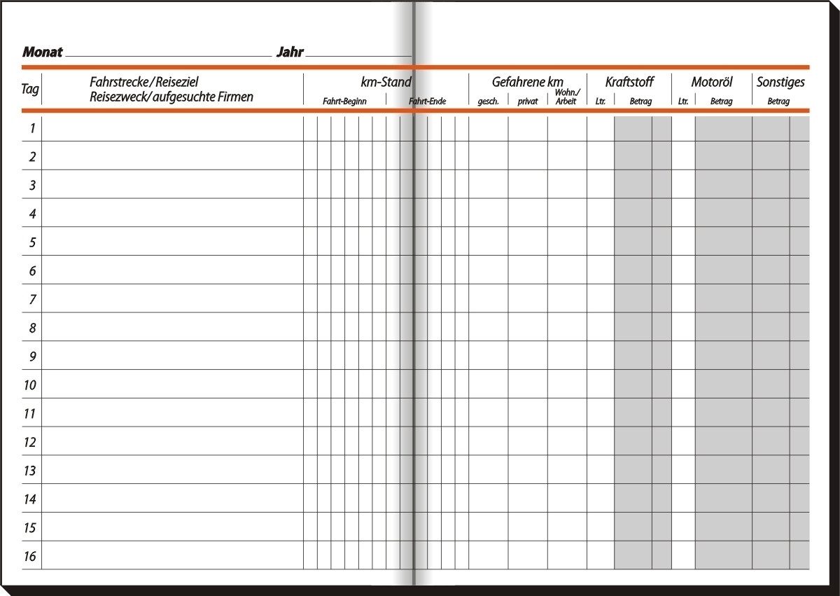 Formularblock Formularbuch Fahrtenbuch Pkw/Lkw A5 hoch VE=32 Blatt.