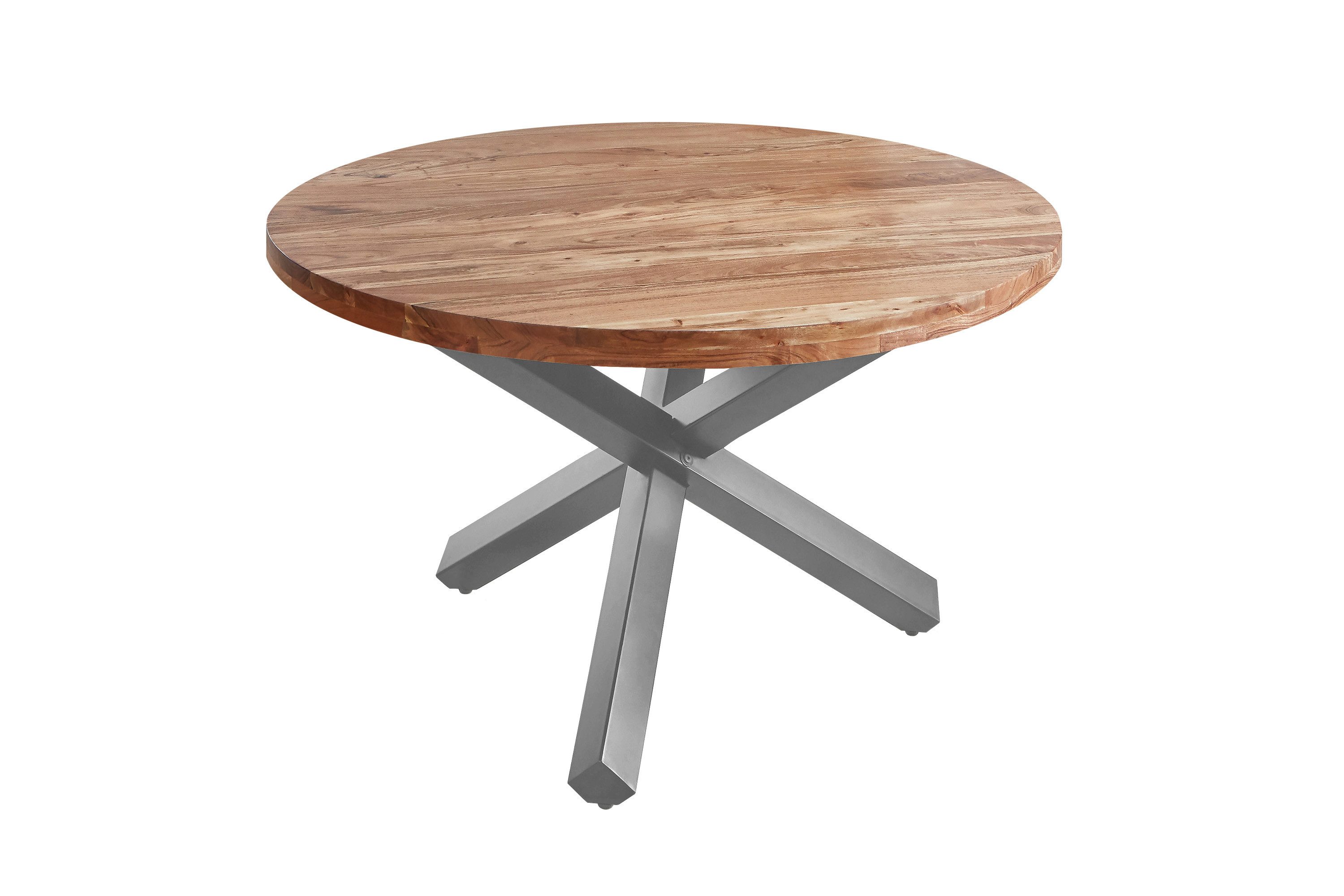 SAM® Esstisch Sintara, massives Akazienholz, runde Platte, Sterngestell aus Metall