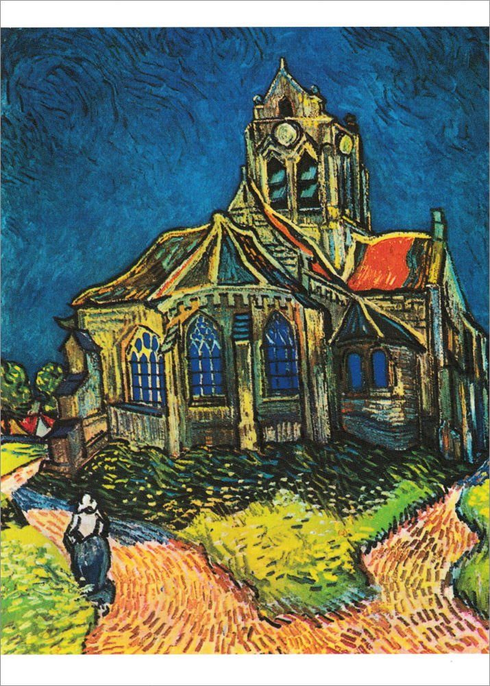 Preisgrenzen durchbrochen!! Postkarte Kunstkarte Vincent van Gogh Kirche von Auvers" "Die