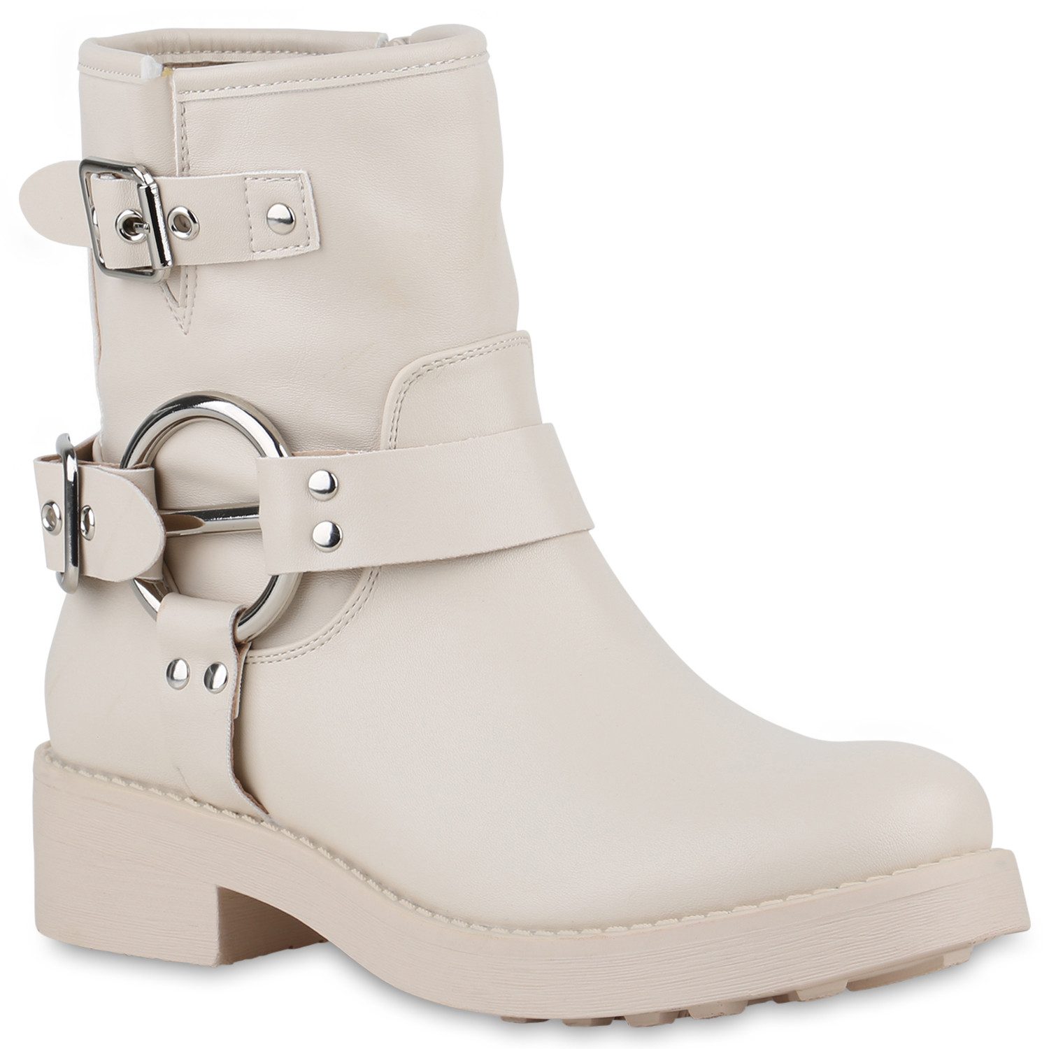 VAN HILL 840843 Bikerboots Damen Leicht Gefütterte Biker Boots Schnallen Ni günstig online kaufen