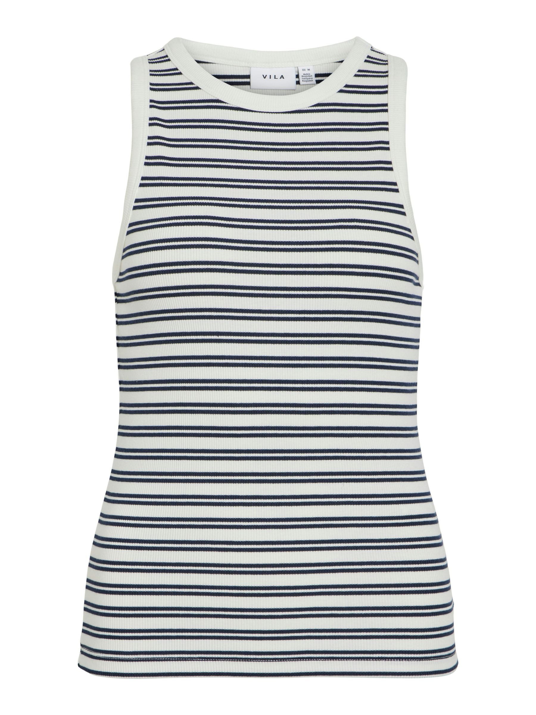 Vila Shirttop Klassisch gestreiftes ärmelloses Design, Rundhalsausschnitt (1-tlg) VISOLA S/L TANK TOP - NOOS