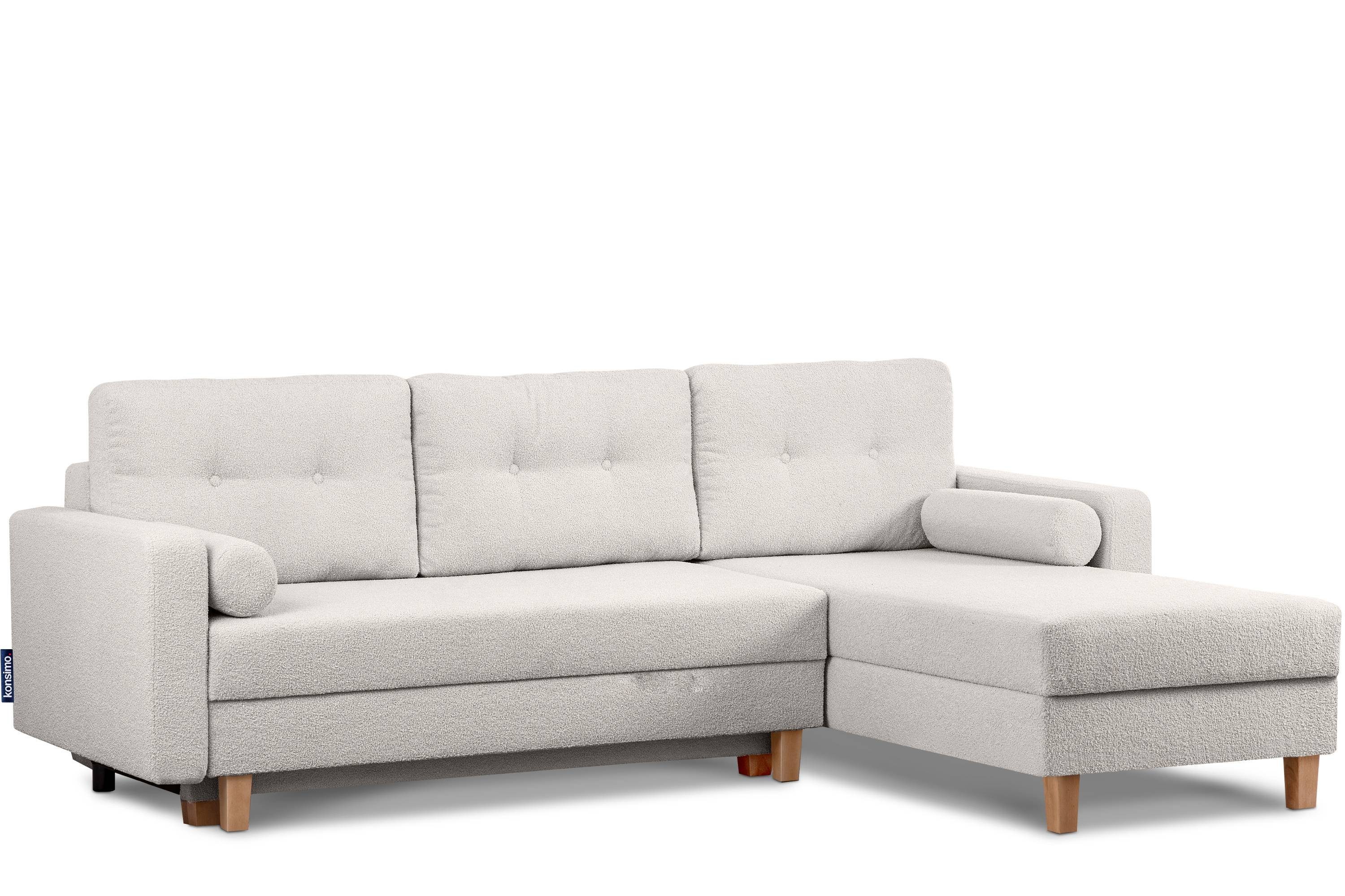 KONSIMO® Ecksofa ERISO Universalecke mit Ottomane, ausziehbare Liegfläche 212x140 cm