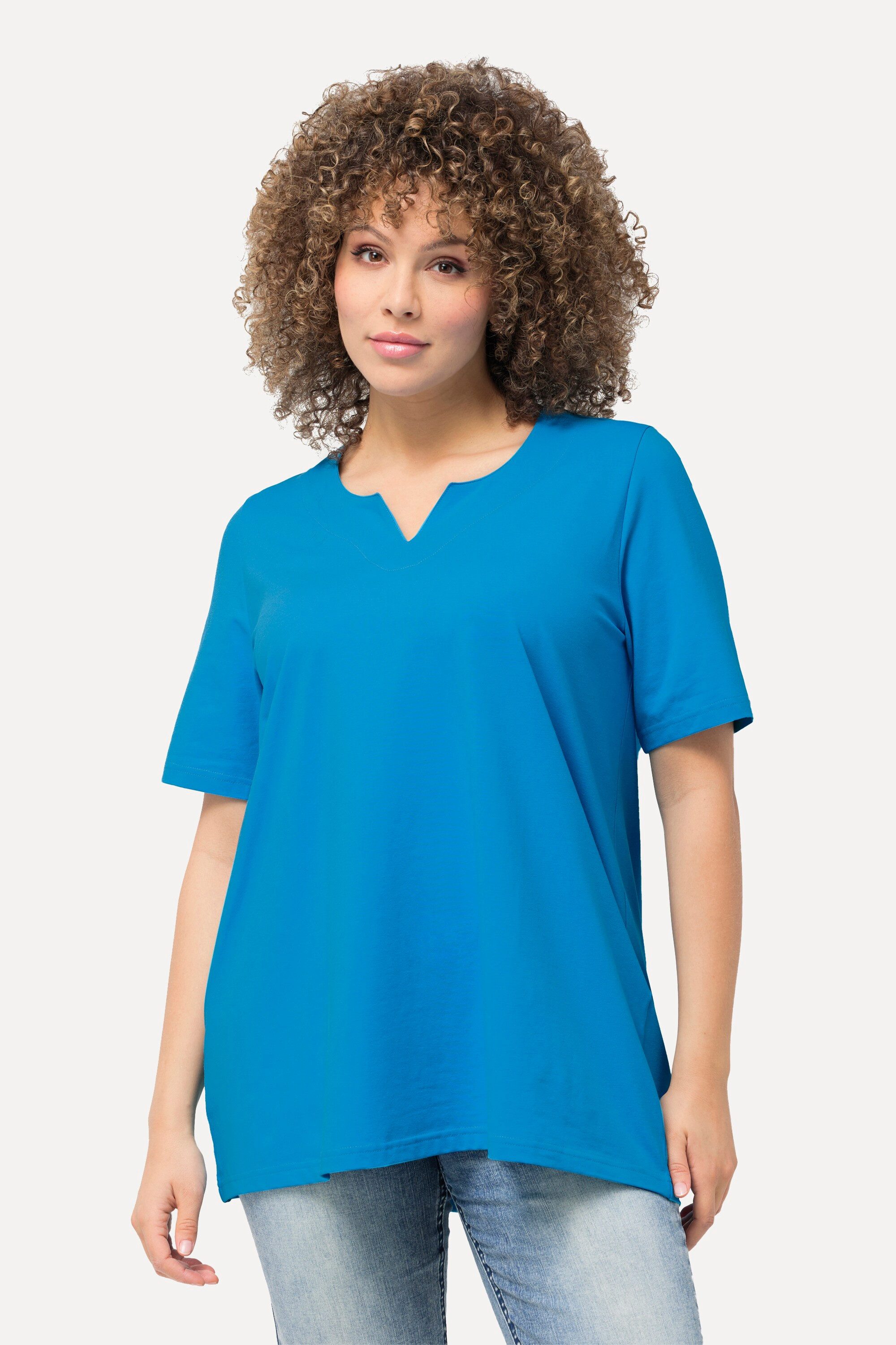 Ulla Popken T-Shirt T-Shirt A-Linie Tunika-Ausschnitt günstig online kaufen