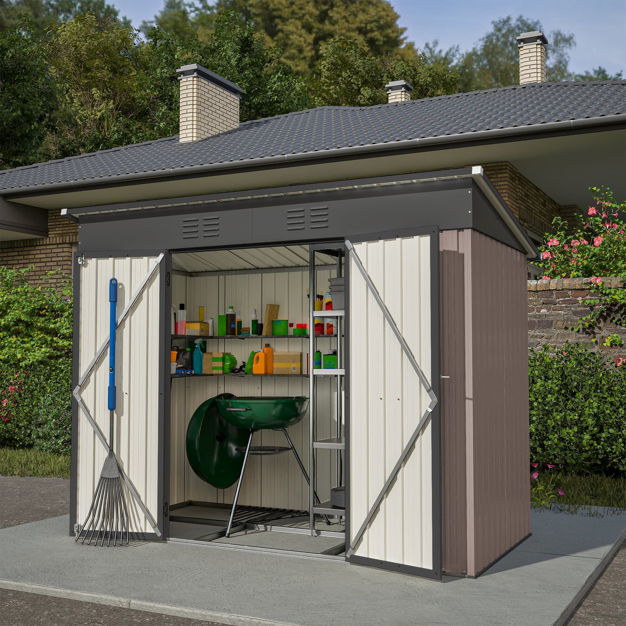 autolock Gerätehaus Gartenhaus Metallgerätehaus Gartenschuppen wetterfest, günstig online kaufen