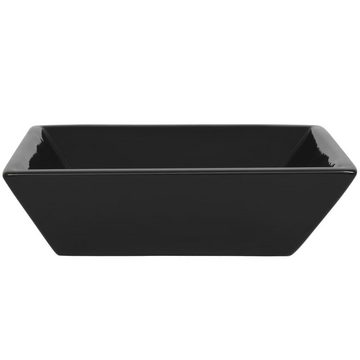 vidaXL Badezimmer-Set Waschbecken Keramik Quadratisch Schwarz 41,5 x 41,5 x 12 cm