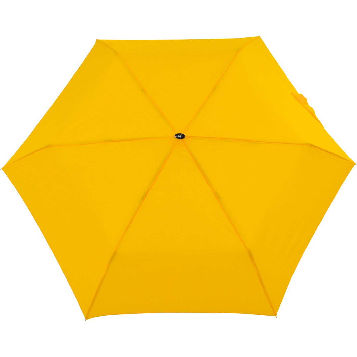 iX-brella Taschenregenschirm gelb Minischirm Flat nur extra-flach super Steel flacher 2,5cm hoch