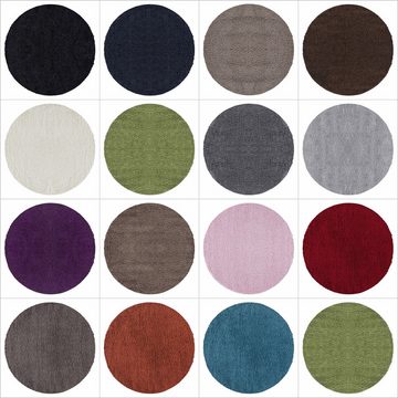 Teppich Unicolor - Einfarbig, Teppium, Rund, Höhe: 30 mm, Modern Kurzflor Teppich Wohnzimmer Abstrakt Design Rosa Pflegeleicht