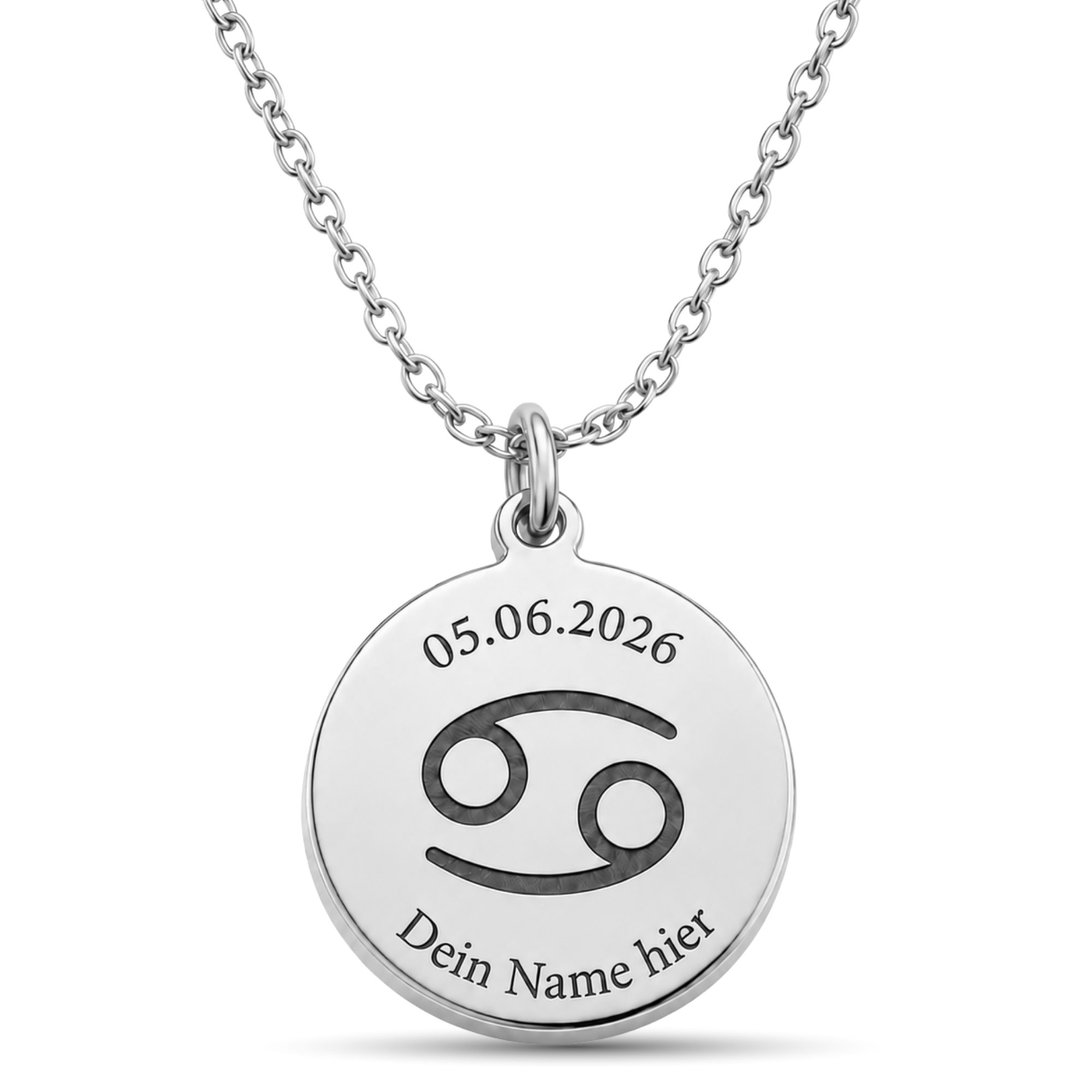 BS Schmuckdesign Kette mit Anhänger mit Gravur Personalisierte Halskette Damen Sternzeichen Name Datum Gravur (persönliche Gravur), inkl. Geschenkbox