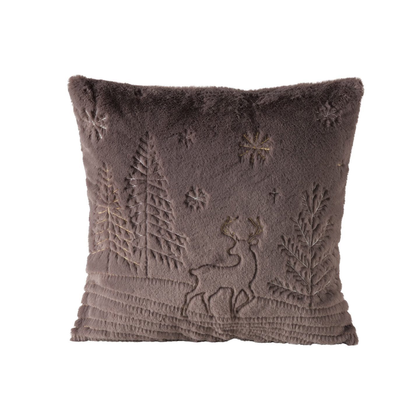 BOLTZE Dekokissen Winterliches Dekokissen mit Hirschmotiv in Braun oder Beige - 45x45 cm