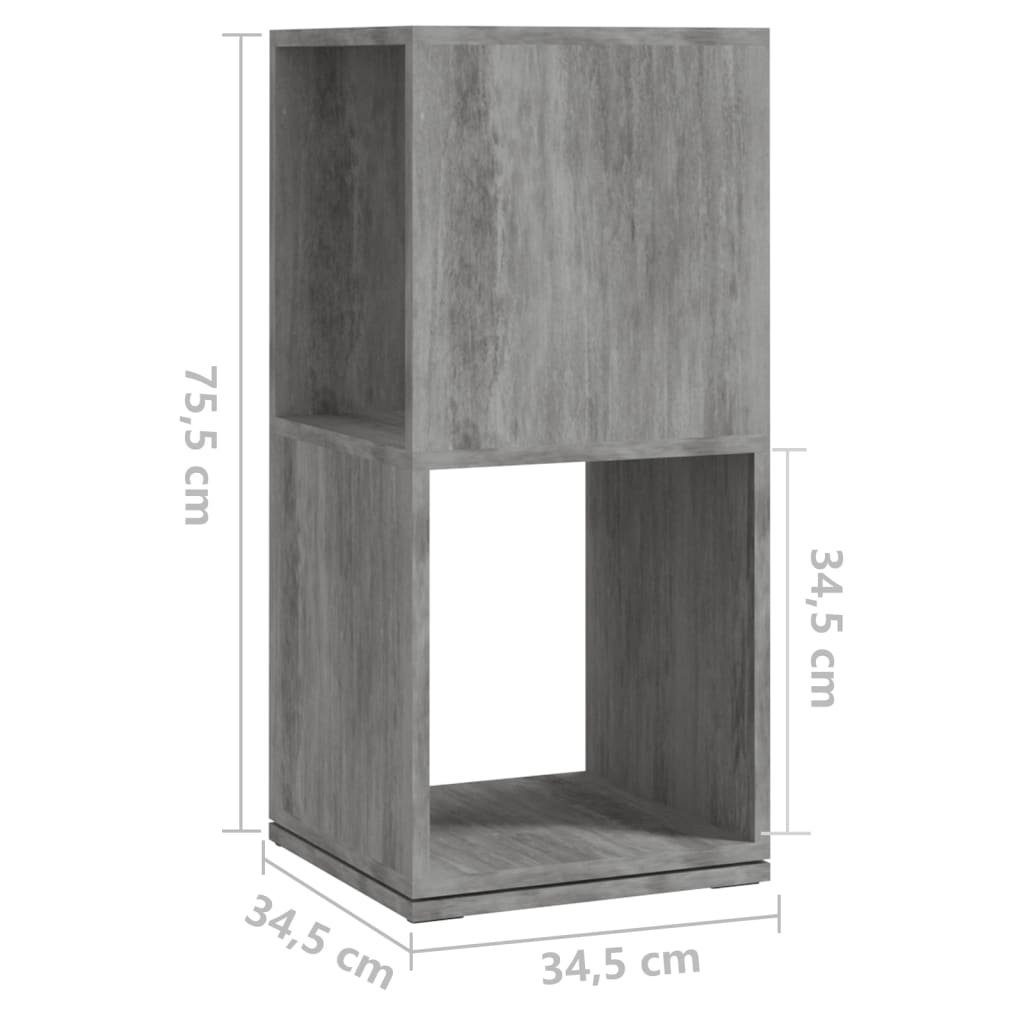 cm Holzwerkstoff, vidaXL Drehregal Betongrau 1-tlg. 34,5x34,5x75,5 Bücherregal