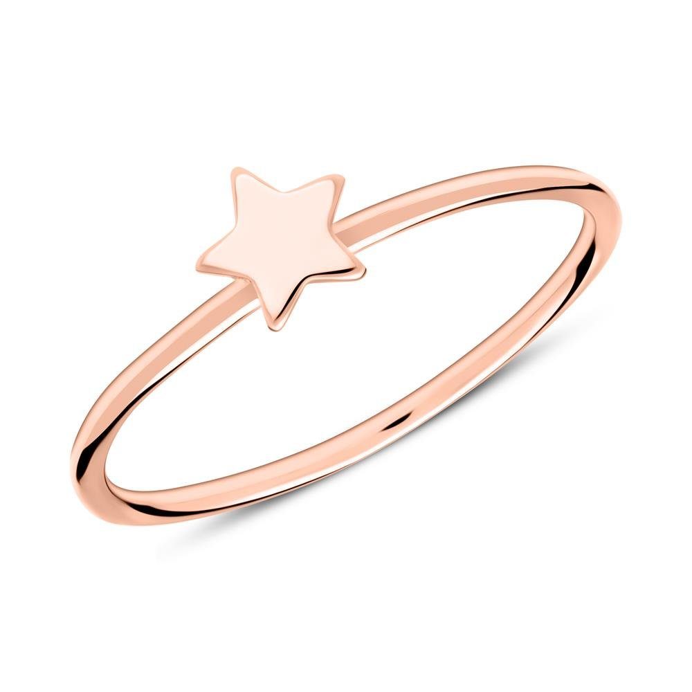 Silberring lanii Ring Stern aus rosévergoldetem 925er Silber