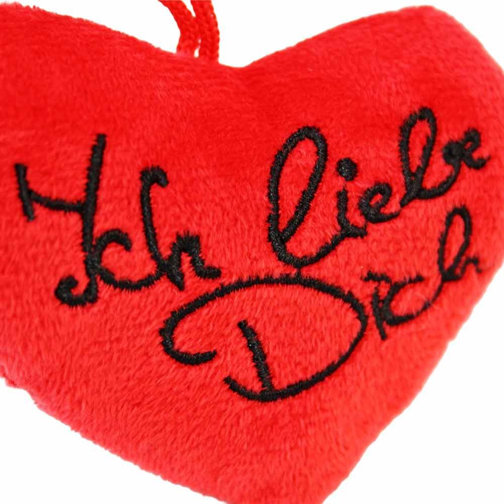 Rasehorn Dekokissen 24 Stück Ich liebe dich Herz aus Plüsch - ca. 10 cm