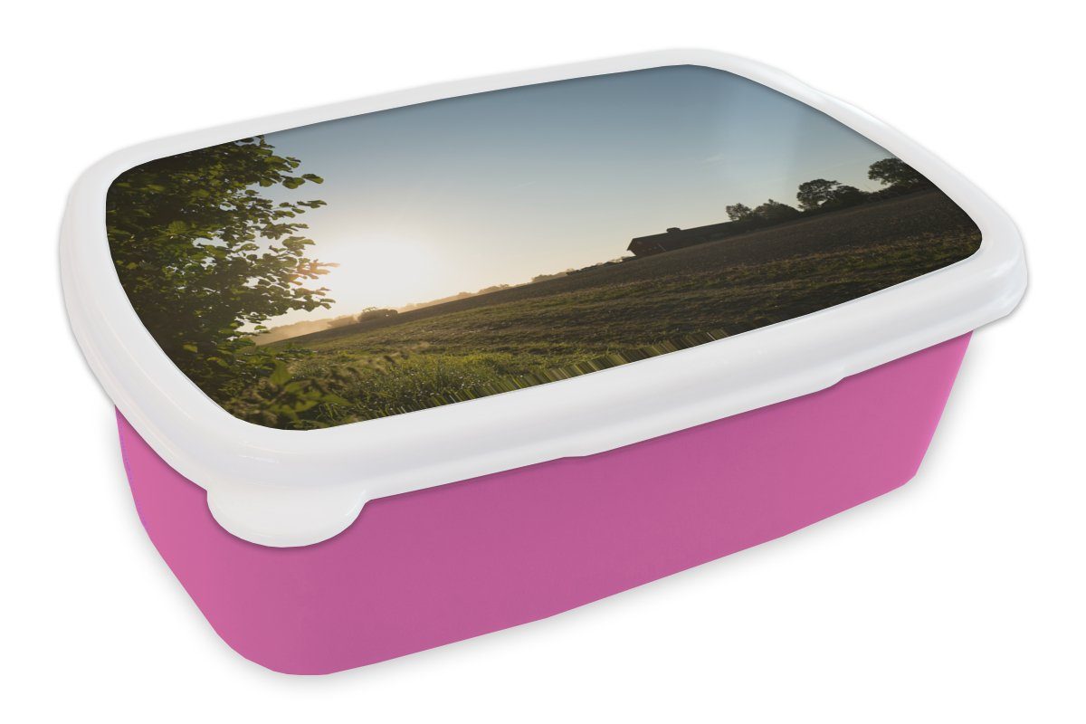 - Bauernhof Sonne, Brotdose rosa Snackbox, Brotbox Mädchen, Lunchbox Kunststoff, Kinder, Traktor (2-tlg), Erwachsene, Kunststoff für - MuchoWow