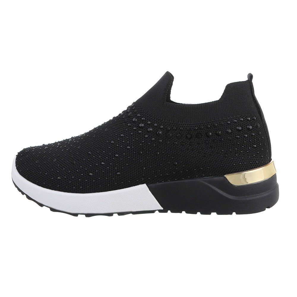 Ital-Design Damen Low-Top Freizeit Sneaker Flach Sneakers Low in Schwarz günstig online kaufen