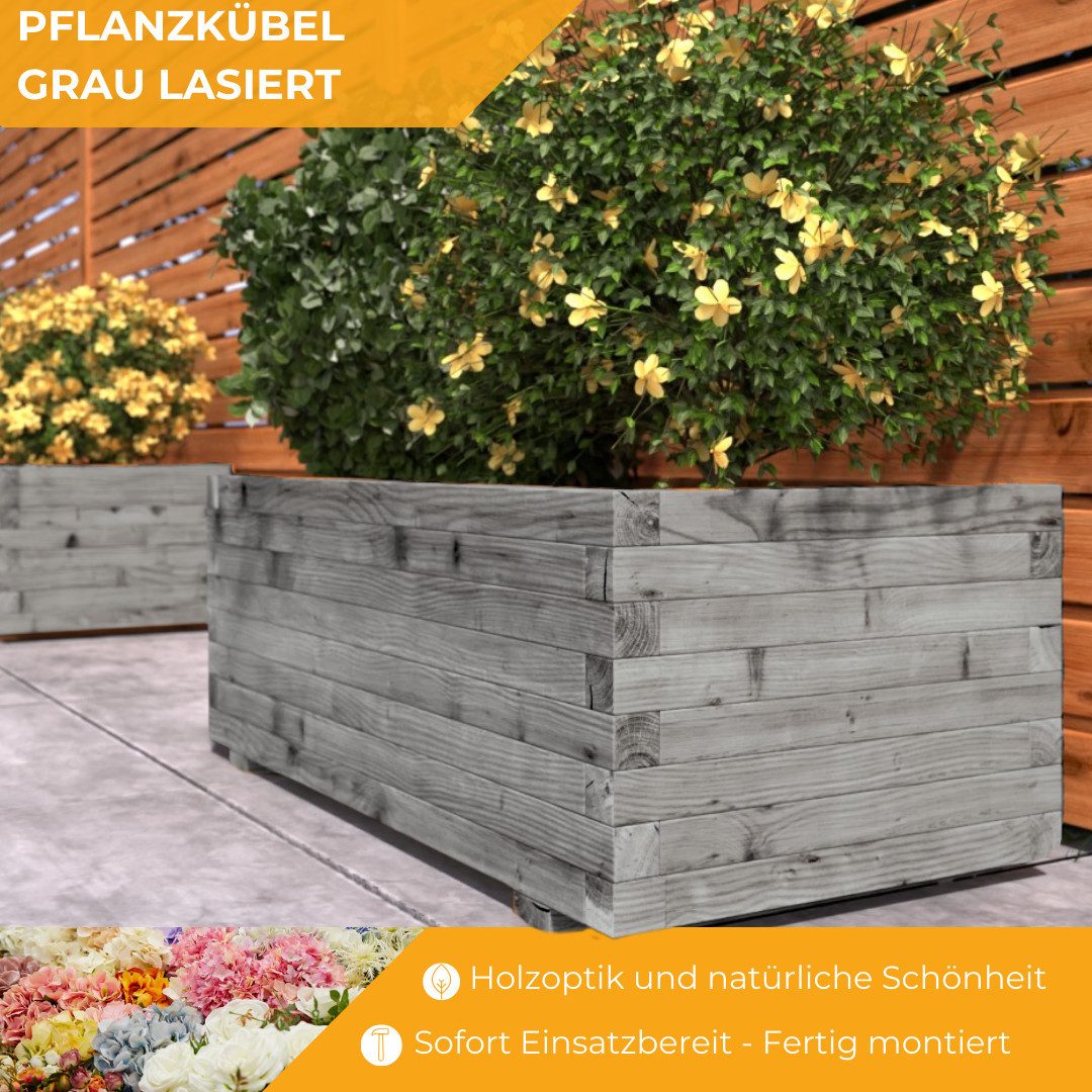 Mega-Holz Pflanzkübel Mega Holz Pflanzkübel Kiefer Farbton Grau Blumenkaste günstig online kaufen