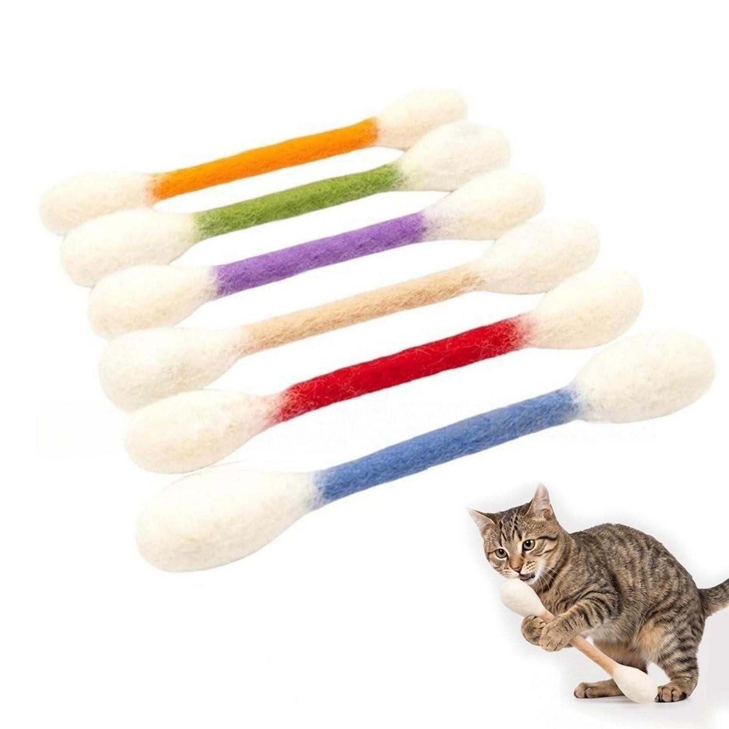 LuxusKollektion Tierkuscheltier Katzenspielzeug Wattestäbchen 6er-Pack mit Katzenminze, Textil, (6-tlg)
