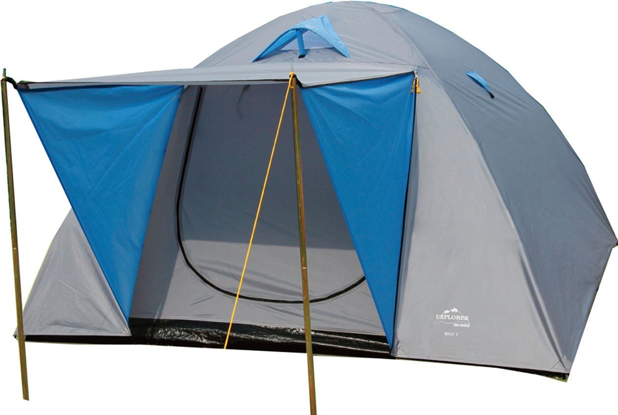 EXPLORER Kuppelzelt Iglu Zelt 3-4 Personen Campingzelt wasserdicht winddicht Ventilation, Personen: 4