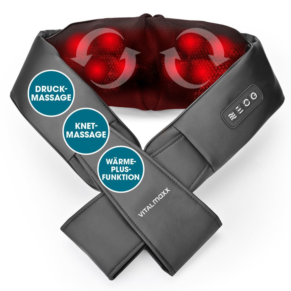 VITALmaxx Shiatsu-Massagegerät Shiatsu-Massagegerät mit 8 Massagebällen für Schultern & Nacken, Entspannung Massage Verspannungen Krämpfe lösen Nacken Rücken Schulter