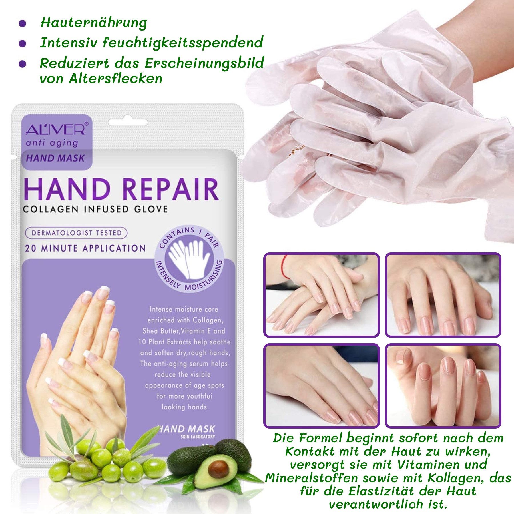 ALIVER Handcreme Pflegecreme Handpflege Handmaske Anti-Falten Aliver, 1-tlg.