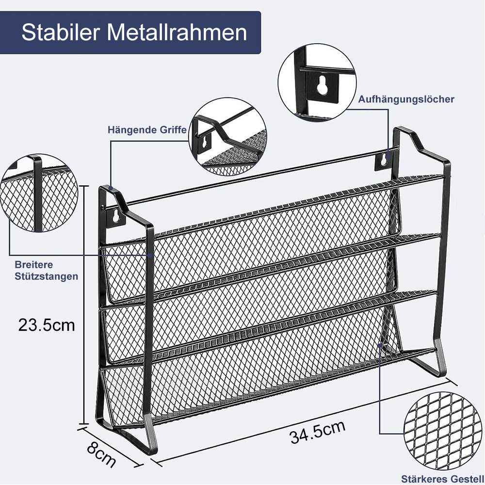 NUODWELL Gewürzregal 4-Etage Gewürzständer, Gewürzregal Wand oder stehend, günstig online kaufen