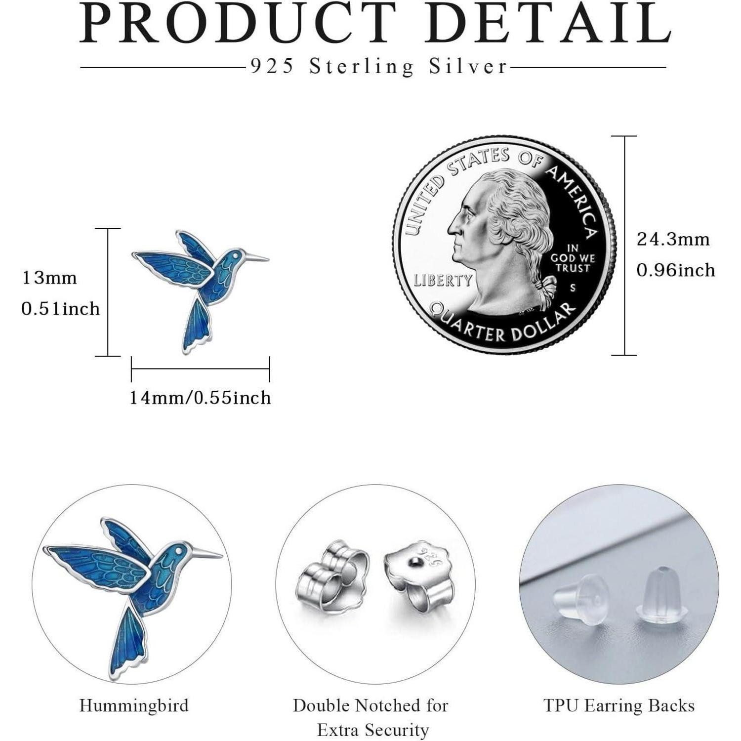 LuxusKollektion Schmuckset Kolibri Ohrringe 925 Sterling Silber Tier Ohrstecker Schmuck Damen