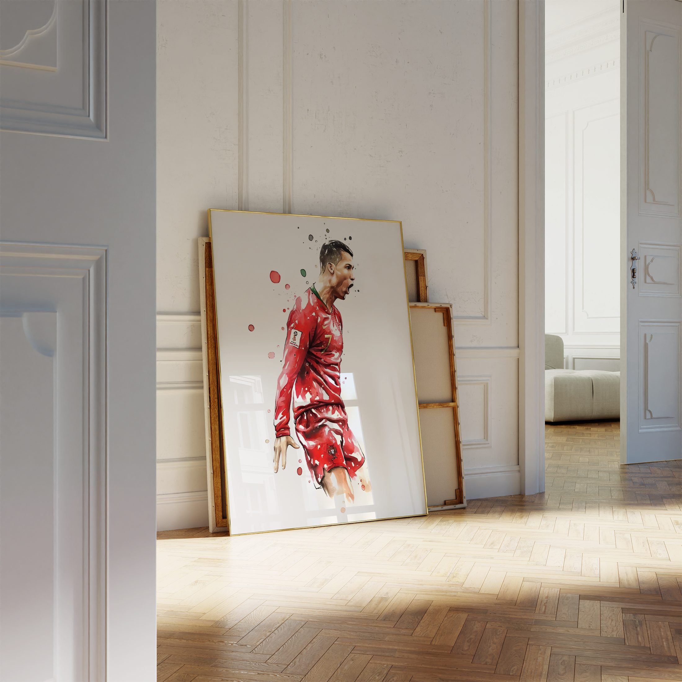 JUSTGOODMOOD Poster Premium ® Christiano Ronaldo Poster · Wasserfarben · ohne Rahmen – Bild 4 von 5