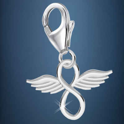 Goldene Hufeisen Charm Flügel Unendlichkeit mit Flügel Karabiner Charm Anhänger 925 Silber