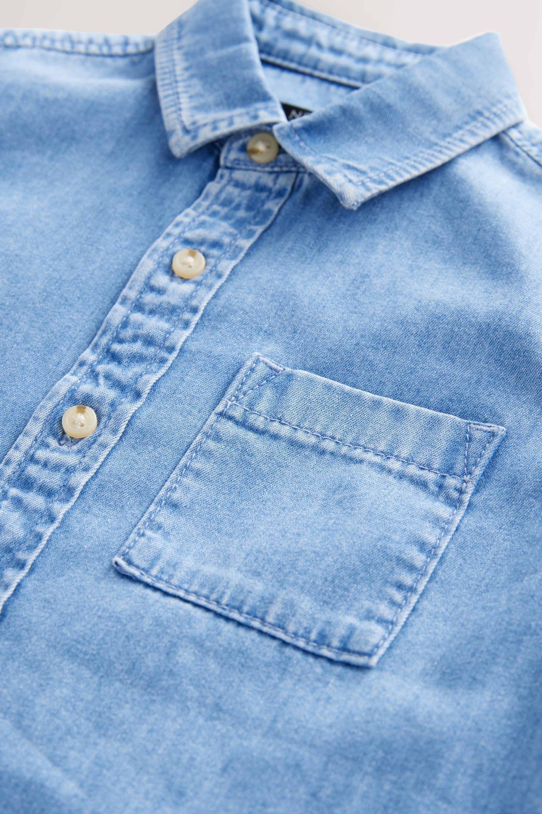 Next Langarmhemd Langärmeliges Hemd aus Denim (1-tlg)