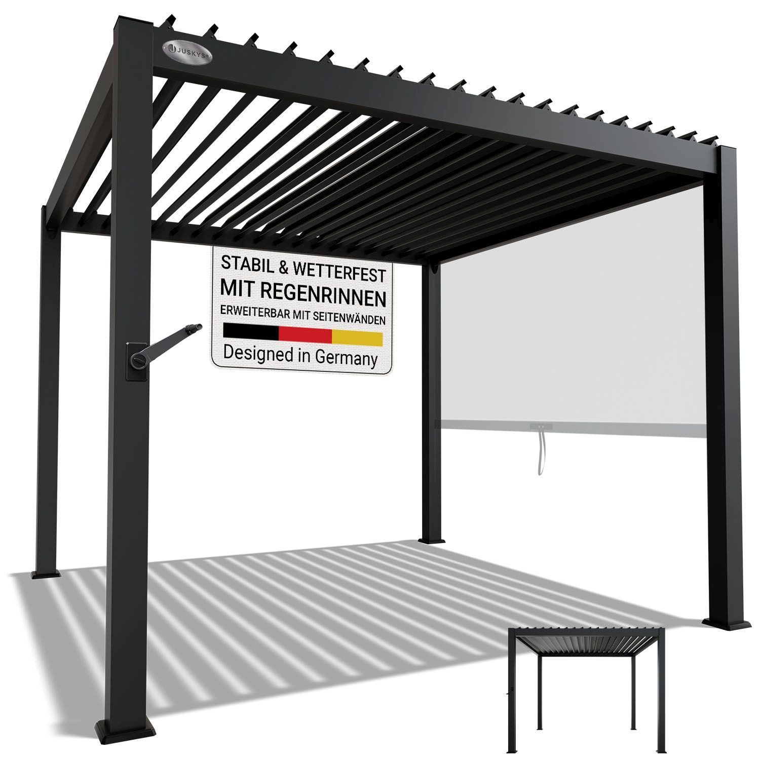 Juskys Terrassendach Tahiti, BxT: 300x300 cm, Lamellendach, Pergola für Garten, Terrasse, stabil & wetterfest