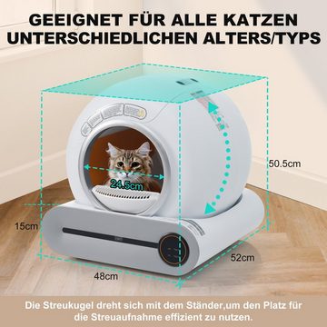 Flieks Katzentoilette, 65L für Katzen Selbstreinigend/App-Steuerung/Unterstützung 2.4G/WiFi